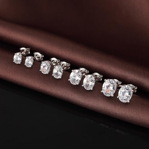 Brilliant Heart-cut/Oval-cut/Trillion-cut/Cushion-cut/Emerald-cut/Marquise-cut Stud, 925 Sterling Silver Cubic Zirconia Stud Earrings for Women Men - style: B-Oval-cut