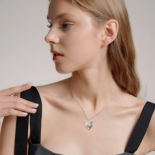 SOULMEET 10K 14K 18K Solid White Gold/Silver Minimalist Style/Infinity Sunflower Heart/Oval Locket Necklace That Holds 1 or 2 Pictures Personalized Photo Locket Necklace Letters Engraving - style: D-Infinity sunflower locket+photo