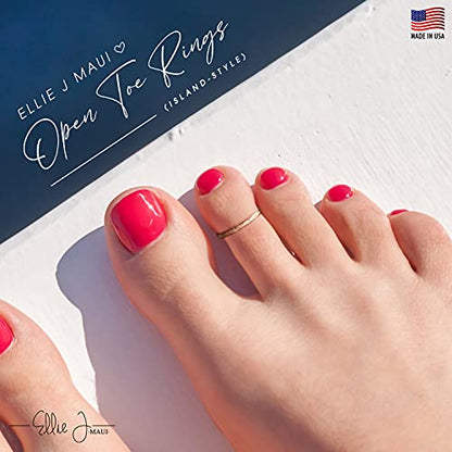 Ellie J Maui 14K Gold Filled Toe Rings for Women Adjustable Open Back Hammered Toe Ring Handmade Non Tarnish Dainty Gold Toe Ring Summer Beach Foot Jewelry (Rose Gold, Silver, Gold) - color: Rose Gold