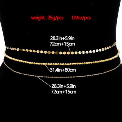 Tgirls Gold Waist Chain for Women Rhinestone Layered Belly Chains Beads Body Chain Heart-Shaped Beach Body Jewelry for Summer - style: Beads