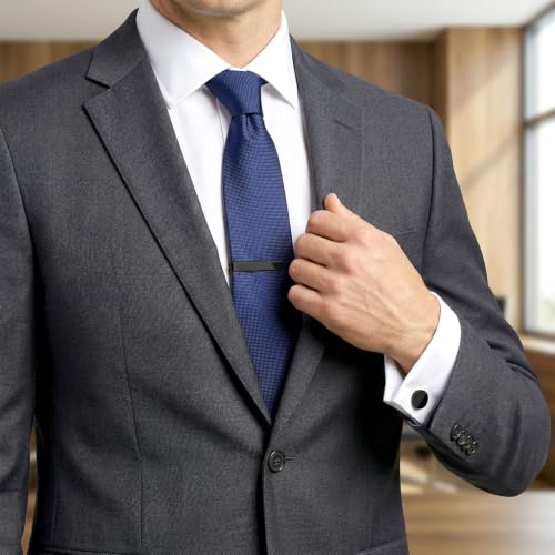 3Pcs Gold Tie Clip and Cufflink Set for Men - color: Black