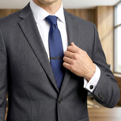 3Pcs Gold Tie Clip and Cufflink Set for Men - color: Black