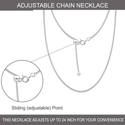 LeCalla 925 Sterling Silver Italian Jewelry Adjustable Chain Necklace, Sliding Bolo Chain Necklace for Women Slider Chain 14 to 24 Inch. - color: Fox-Tail Chain