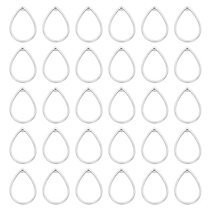 30PCS Teardrop Hollow Frame Pendant, Geometric Open Pendant Frame Earrings Beading Hoop Stainless Steel Linking Ring Connector for Jewelry Making Charms DIY Earrings Bracelets