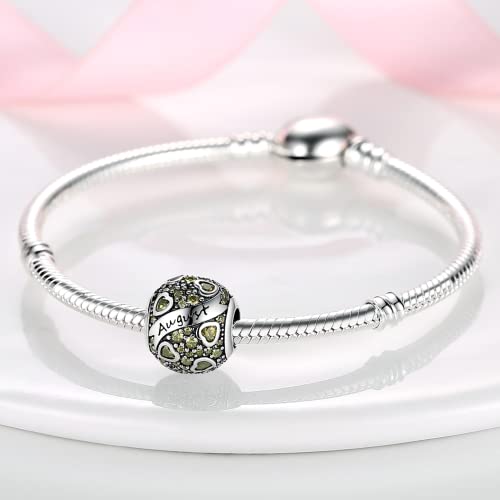 MULA Birthstone Charms 925 Sterling Silver for Bracelets and Necklaces | Dangle Pendants Beads With 5A Cubic Zirconia - Happy Birthday Mothers Day Jewelry - color: August Birthstone