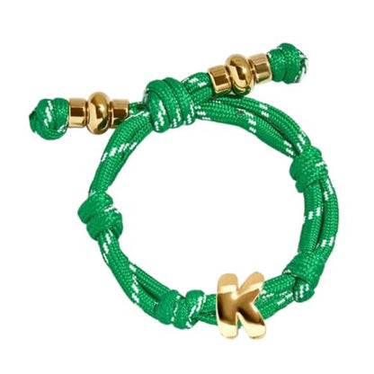 VLINRAS Bubble Initial Bracelet for Women Men, Green & Blue Knotty Puffy Letter Bracelets Gifts for Mom Dad Friends - color: Green- K