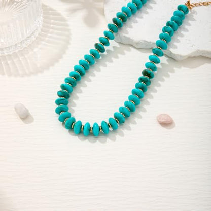 Resin Chunky Beaded Necklace for Women,Vacation Jewelry | Acrylic Beads,Boho Summer Beach Handmade Jewelry,Trendy Bold Statement Beaded Necklace,Birthday Gift for Women - color: Turquoise