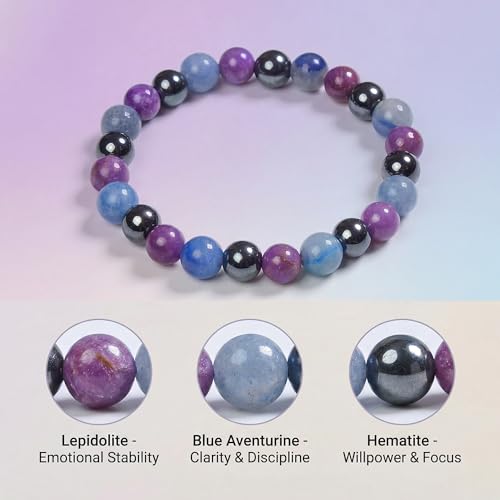 Bivei Protection Crystal Healing Bracelet | 8MM Strength Bracelet Spiritual Stretch Beaded Jewelry for Women Men Gift - color: Quit Alcohol, size: Medium 6.8-7.3 inch