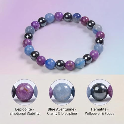 Bivei Protection Crystal Healing Bracelet | 8MM Strength Bracelet Spiritual Stretch Beaded Jewelry for Women Men Gift - color: Quit Alcohol, size: Medium 6.8-7.3 inch