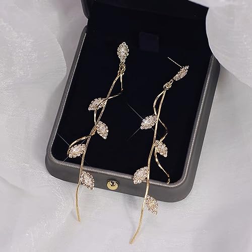 Crystal Wedding Earrings for Bridal Bridesmaid,Bride Drop Earrings Gold Chandelier Dangle Earrings for Women,Cubic Zirconia Rhinestone Dangling Earrings Prom Party Jewelry Gifts - color: Gold