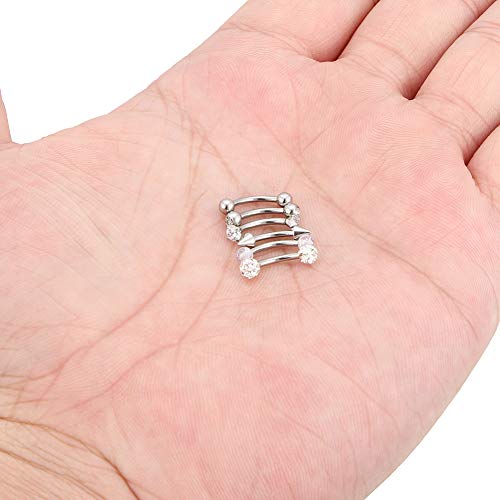 6-12 Pcs 16G Stainless Steel Eyebrow Piercing Rings Clear CZ Curved Barbell Helix Daith Piercing Body Jewelry for Women Men - style: 5/16"(8mm) silver-tone