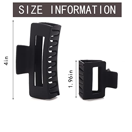 12 Pack Black Square Claw Clips, Big and Small Neutral Rectangle Hair Claw, Non-slip Matte Large Hair Clips for Women,Strong Hold jaw clip for Thick Thin Hair - color: Mixed Black