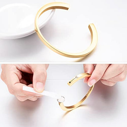 Dletay Urn Bracelet Cremation Bracelet for Ashes Memorial Ashes Bracelet Openable Cuff Bangle Bracelet - color: I carry you-Gold