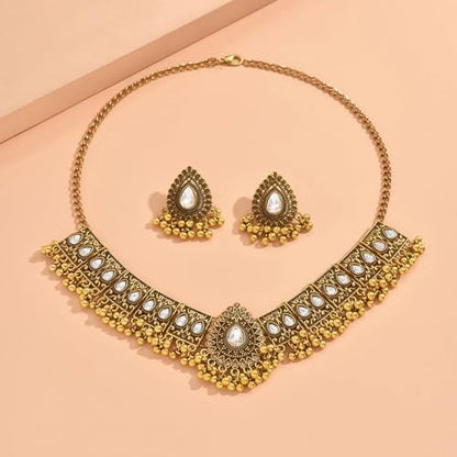 Frodete Indian Jewelry Sets for Women Traditional Bohemian Wedding Jewelry Set Indian Dresses for Women Oxidized Ethnic Party Prom Wear - color: B1:silver indian necklace earring sets