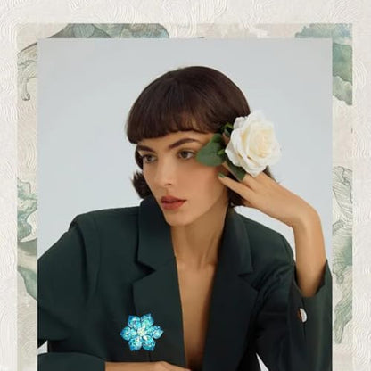 Crystal Flower Brooch Pin for Women Dress Suit Bag Hat Broochs Pins Christmas Brooch Pin Wedding Party Birthday Dance Jewelry Accessories - color: Blue Flower Brooch Pin Blue-1