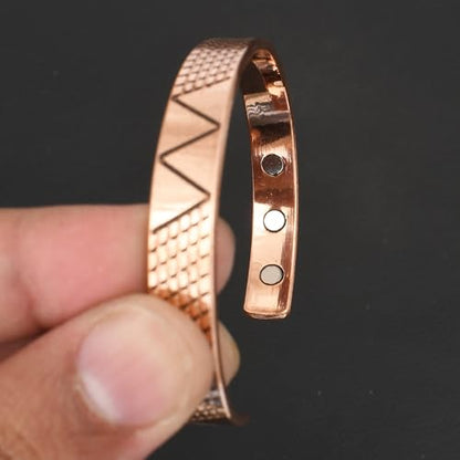 Pure Copper Cuff Bangle Bracelet 100% Solid, Raw & Uncoated Handmade Bracelets Jewelry Cuff Gift Bangle for Women & Men - color: Copper Cb-111