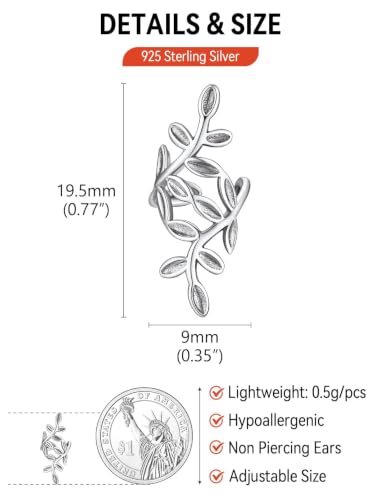 FaithHeart Sterling Silver Ear Cuff Earrings for Women Non Piercing | Hypoallergenic S925 Pure Silver Ear Cuff, Cilp on Cartilage Earrings Adjustable Fake Earrings, Lightweight Ear Cuffs - color: Silver