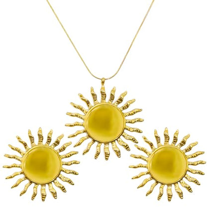 JNF Cute Shell Conch Boho Charm Necklace for Women Sun Moon Star Coin Heart Flower Boot Bow Charms Necklaces Summer Beach Jewelry - color: sun necklace earrings set