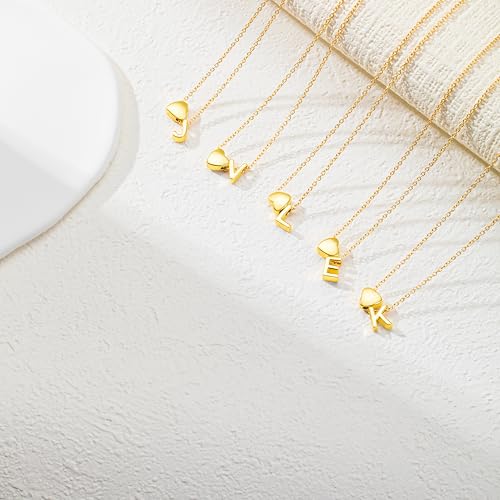 Gold Initial Necklace for Women,Letter A-Z Heart Necklace | 14k Gold Plated Necklaces Personalized Pendant Necklace Tiny Choker Chain Necklaces Birthday Gifts for Women Jewelry - color: Gold-G