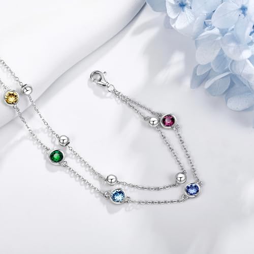 POPLYKE 925 Sterling Silver Double Layered Chain Evil Eye Daisy Sunflower Butterfly Anklets for Women Holiday Beach Crystal Ankle Bracelet Dainty Evil Eye Jewelry - style: Crystal Chakra Anklet