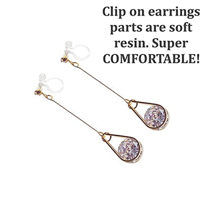 Drop Cubic Zirconia Invisible Clip On Earrings for Women Not Pierced Gold Teardrop Sqaure CZ Crystal Dangle Gold Silver Comfortable Clip On Earrings Bridal Wedding Prom - color: Teardrop 1 Gold