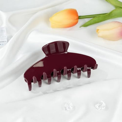 MAORULU Cute Claw Clip for Women – 4.3'' Large Acetate Hair Clips for Thick Thin Curly Long Hair, Durable Hair Clamps Non-slip Jaw Clip, Strong Hold, Stylish French Design (Wine Red) - color: Wine Red
