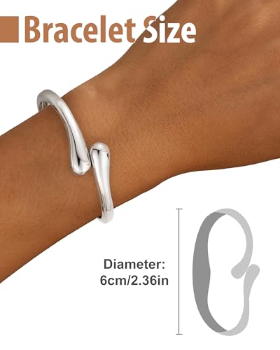 Chunky Gold Bangle Bracelets for Women, Gold Twist Cuff Bracelet | Trendy Stackable Bangles Set Fashion Jewelry Gifts - color: 1PC Silver