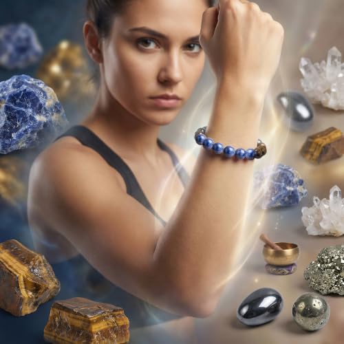Bivei Protection Crystal Healing Bracelet | 8MM Strength Bracelet Spiritual Stretch Beaded Jewelry for Women Men Gift - color: Focus Willpower, size: Medium 6.8-7.3 inch