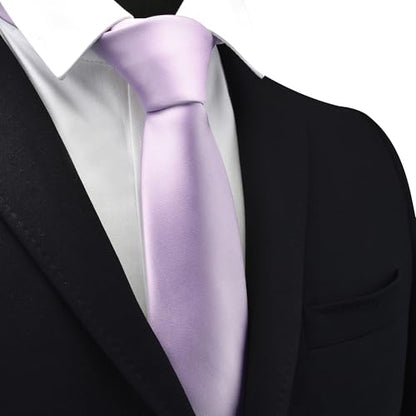 Branduce 3.15"（8cm） Mens Solid Satin Tie Pre-tied Adjustable Zipper Necktie for Business and Wedding - color: Lavender