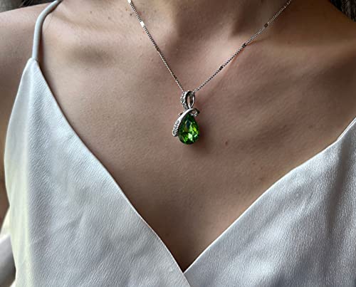 4 Pieces Fashion Teardrop Crystal Rhinstone Pendant Necklace Earring Bracelet Jewelry Set for Women Lady Wedding Birthday Party Prom Gifts - color: Green
