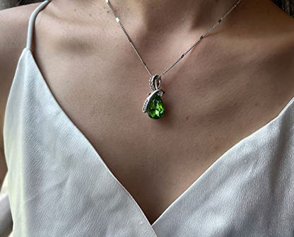 4 Pieces Fashion Teardrop Crystal Rhinstone Pendant Necklace Earring Bracelet Jewelry Set for Women Lady Wedding Birthday Party Prom Gifts - color: Green