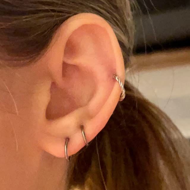 D.Bella Hinged Nose Rings Hoop 316L Surgical Steel Hypoallergenic Septum Ring Lip Ring Helix Cartilage Rook Earrings Body Piercing Jewelry 14G 16G 18G 20G, Diameter 5mm to 14mm - color: Black, size: 16g(1.2mm),10mm