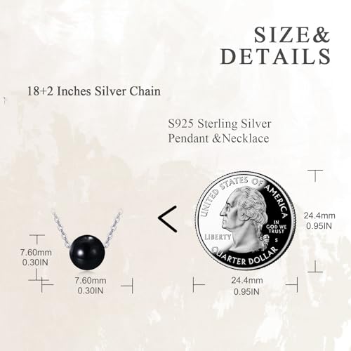 925 Sterling Silver Black Pearl Necklace Choker Jewelry Birthday Gifts for Women - style: Black Onyx