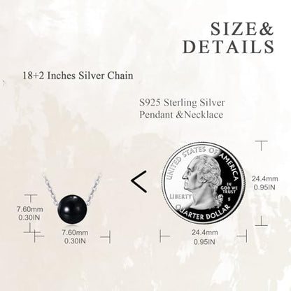 925 Sterling Silver Black Pearl Necklace Choker Jewelry Birthday Gifts for Women - style: Black Onyx
