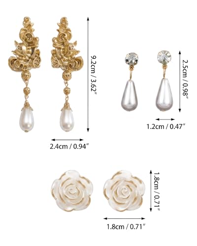 Pearl Necklace Set - Faux Pearl Earrings and Bracelets Jewelry Set for Women Wedding Bridal Shower Tea Party Accessories - style: 9pcs-gold
