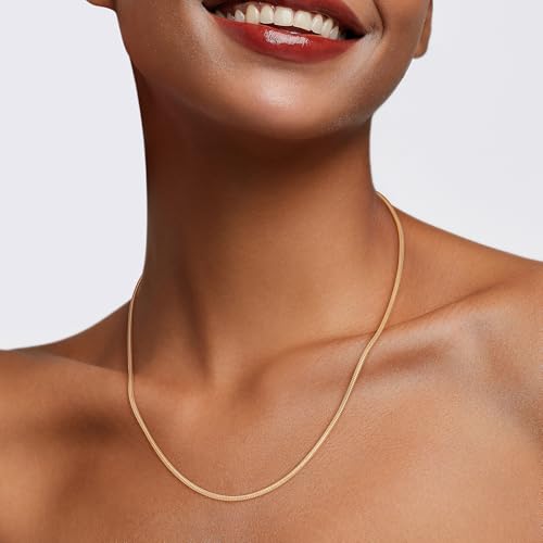 Jewlpire 1.5mm 2mm 2.5mm Snake Chain 18k Gold Plated 925 Sterling Silver Chain Necklace for Women, Smooth Sturdy Hypoallergenic, 16 18 20 22 24 Inch - color: 1.5mm-18K Gold Plated, size: 18 Inches