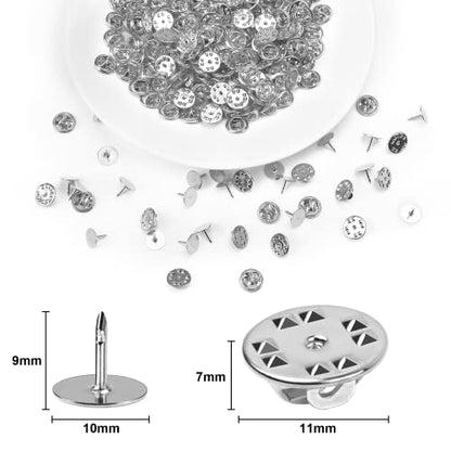 JANYUN 120 Pairs Butterfly Clutch Tie Tacks Metal Safty Secure Pin Back | Silver,Metal Holder Clasp Lock Backings,Replacement with 8mm Length 10mm Width Blank Pin for Brooch Lapel Enamel Craft Making - color: Silver, size: 10mm