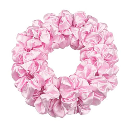 Ivyu 16 Pcs Pink Satin Hair Scrunchies for Women's Thick Curly Hair, No Crease Hair Ties, No Damage, Fit for All Kinds of Hair - color: Pinkness