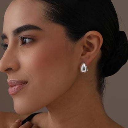 LeCalla 925 Sterling Silver Stud Earrings for Women | Pierced Omega Back Earring | Omega Earrings Jewelry Gift for Her, Wife | Daily Wear & Special Occasion Earring - color: Omega Back 03