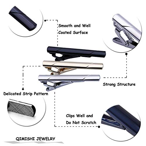 Tie Clips for men Tie Bar Clip Set for Regular Ties Necktie Wedding Business Tie Pin Clips - color: 6 Colors