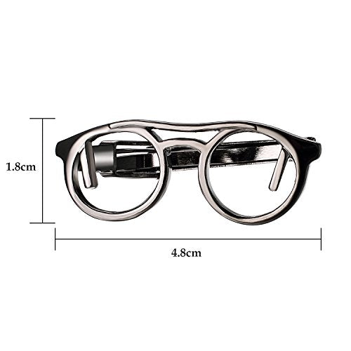 Yoursfs 4 Pcs Funny Tie Clips Set For Men Unique Stainless Steel Eye Glasses/Ruler/Pen/Mustache Tie Clips Personalized Jewelry - style: Eyeglass Set Tie Clips
