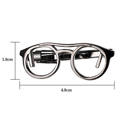 Yoursfs 4 Pcs Funny Tie Clips Set For Men Unique Stainless Steel Eye Glasses/Ruler/Pen/Mustache Tie Clips Personalized Jewelry - style: Eyeglass Set Tie Clips