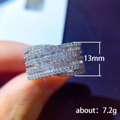 PAVOOI 14K Gold Plated X Ring Simulated Diamond CZ Criss Cross Ring for Women Juude Jewelers Silver Rose Gold Braided Wrap Knot Style Promise Statement Cocktail Party Ring(Silver.D-US Code-6) - color: SILVER.D, size: (US Code-6)