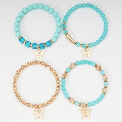 Boho Wooden Beads Bracelets Bohemian Bracelet Stack for Men Women Wood Beaded Bracelet Set - color: O