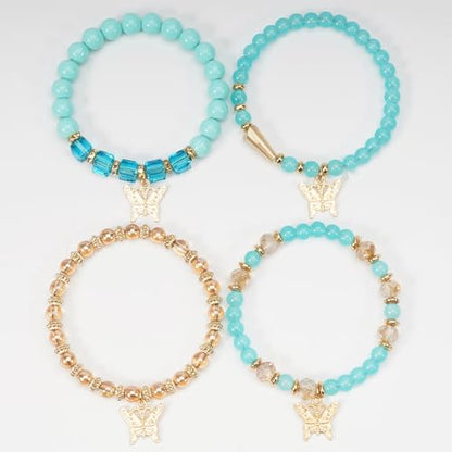 Boho Wooden Beads Bracelets Bohemian Bracelet Stack for Men Women Wood Beaded Bracelet Set - color: O