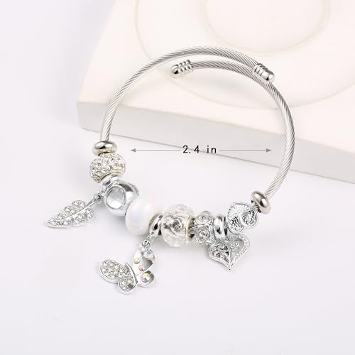 YouLuo Cute Necklace Charm Bracelet Set,Personalized Jewelry Gift for Women | Cute Charm Bracelet, Adjustable Stainless Steel Bracelet, Anime Cartoon Accessories Bracelets for Women Gift and Friendship - color: Butterfly
