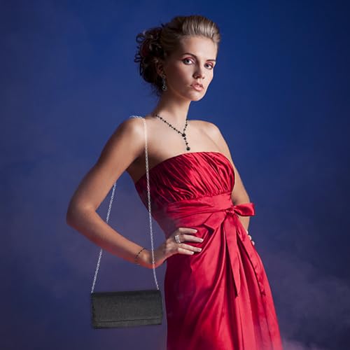 4 Pcs Rhinestone Jewelry Clutch Purses Bag Jewelry Sets for Women Wedding, Homecoming Bling Accessories Earrings Necklace Bracelet Evening Bag Handbag Clutch Purses