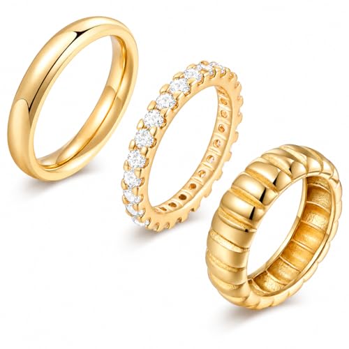 KSF 2Pcs / 3Pcs / 4Pcs Stackable Rings for Women, Gold and Silver Plated Stack Ring Set for Everyday Wear, Gift for Her - color: Style2