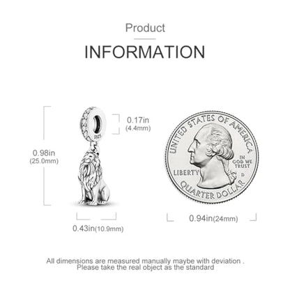 925 Silver Charm for Bracelets Animal Pet Insect Series Women Jewelry Gift - color: Silver Lion