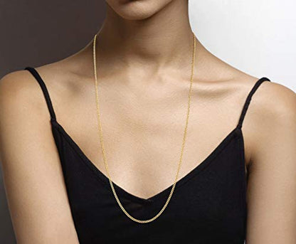 Miabella Italian 925 Sterling Silver, 18K Gold Plated 925 Sterling Silver 2.3mm Curb Cuban Link Chain Necklace Made in Italy - size: Length 30 Inches, style: yellow-gold-plated-silver